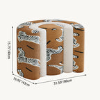 Contemporary U-Shaped Low Stool with Plywood Frame, Sherpa Fabric, Zebra Pattern — Perfect for Entryway and Living Room