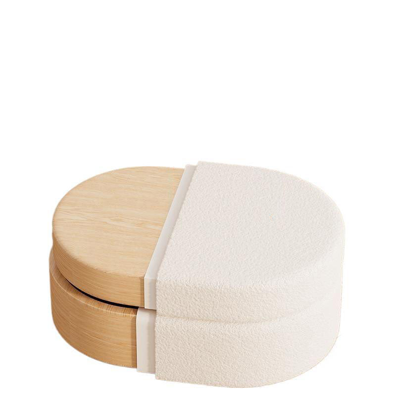 Modern Minimalist Sherpa Fabric Oval Stool with Hidden Storage - Solid Wood Frame, MDF Construction, Low-Profile Entryway Stool