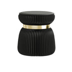 Modern Art Deco Round Foldable Low Stool – Kraft Paper, Acrylic & Metal Construction with PU Leather Seat for Entryway & Living Room