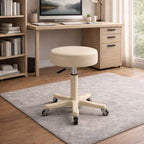 Taburete redondo moderno minimalista de piel sintética y nailon PP con altura ajustable, giratorio y ruedas para sala de estar y dormitorio