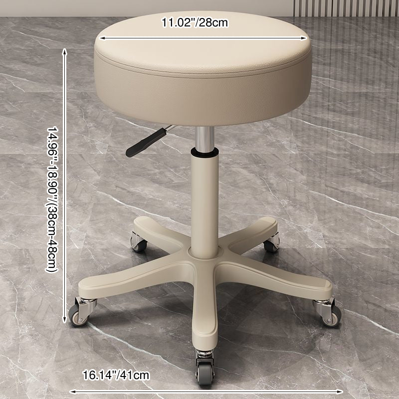 Taburete redondo moderno minimalista de piel sintética y nailon PP con altura ajustable, giratorio y ruedas para sala de estar y dormitorio