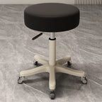 Taburete redondo moderno minimalista de piel sintética y nailon PP con altura ajustable, giratorio y ruedas para sala de estar y dormitorio