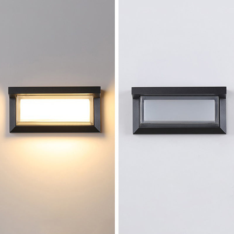 Lámpara de pared LED moderna, minimalista, impermeable, rectangular, de aluminio y acrílico, para exteriores, para jardines