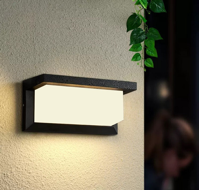 Lámpara de pared LED moderna, minimalista, impermeable, rectangular, de aluminio y acrílico, para exteriores, para jardines