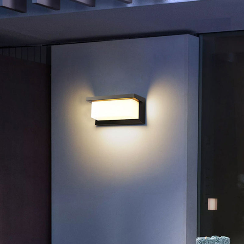 Lámpara de pared LED moderna, minimalista, impermeable, rectangular, de aluminio y acrílico, para exteriores, para jardines