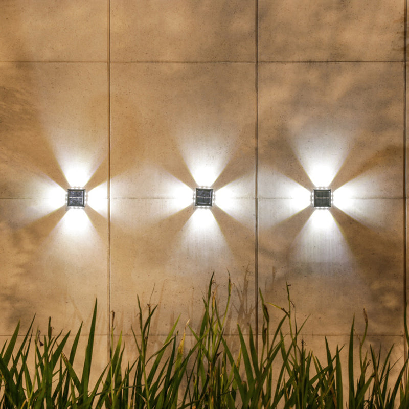 Modern Minimalist Solar Waterproof Square ABS PS LED Outdoor Wall Sconce Lamp For Garden
