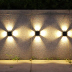 Modern Minimalist Solar Waterproof Square ABS PS LED Outdoor Wall Sconce Lamp For Garden