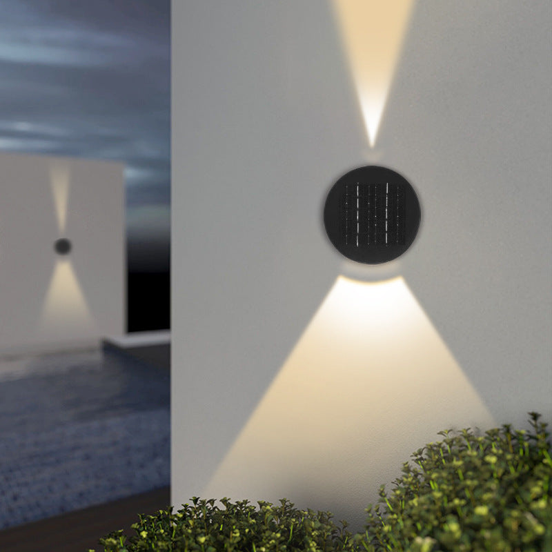 Lámpara de pared exterior redonda ajustable impermeable de vidrio ABS con energía solar de simplicidad moderna Iluminación paisajística para jardín