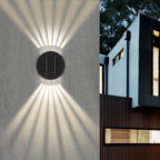 Lámpara de pared exterior redonda ajustable impermeable de vidrio ABS con energía solar de simplicidad moderna Iluminación paisajística para jardín
