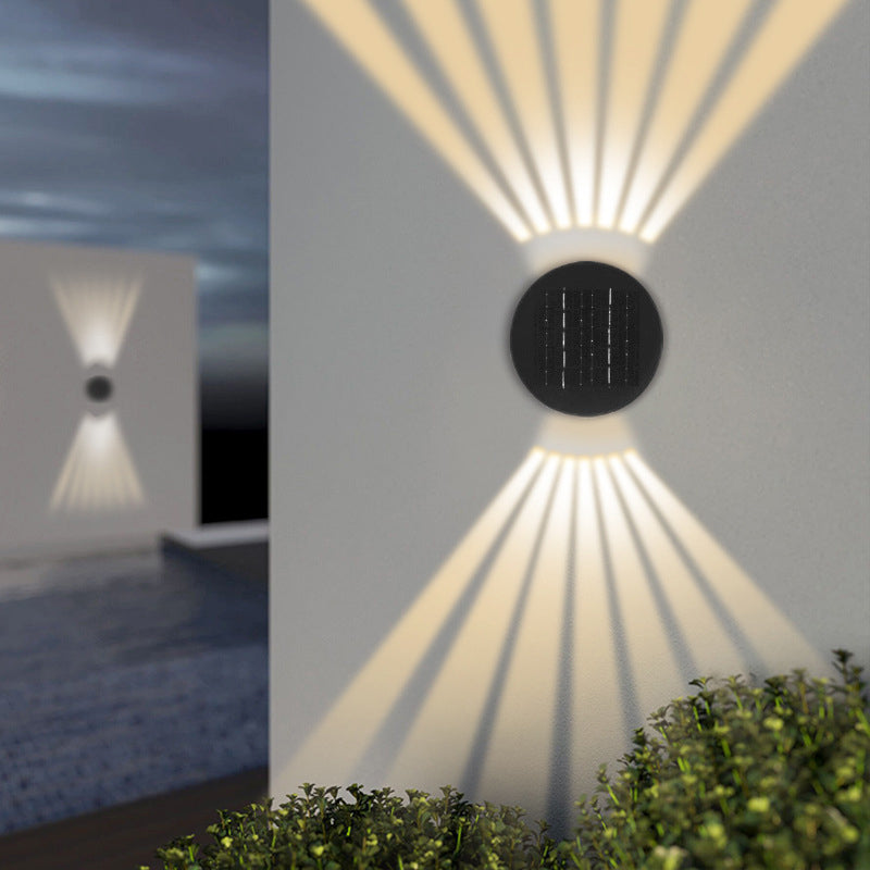 Lámpara de pared exterior redonda ajustable impermeable de vidrio ABS con energía solar de simplicidad moderna Iluminación paisajística para jardín
