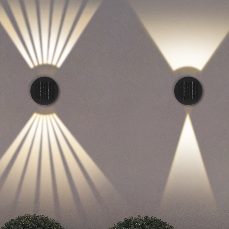 Lámpara de pared exterior redonda ajustable impermeable de vidrio ABS con energía solar de simplicidad moderna Iluminación paisajística para jardín