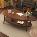 Traditional Chinese Mango Shape MDF Wood Coffee Table 2-Tier For Living Room