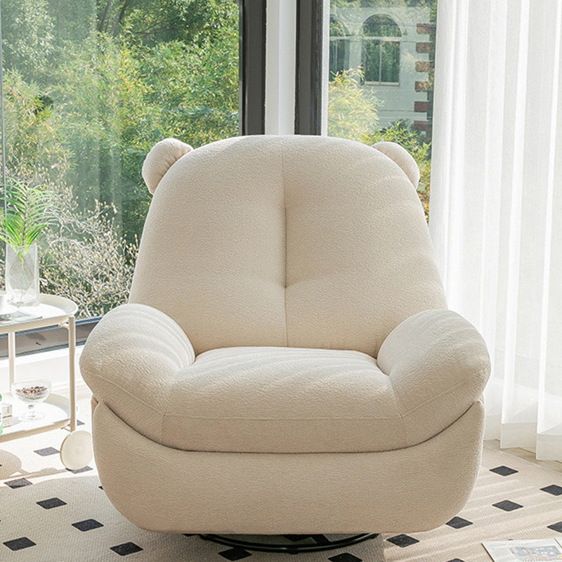 Bear-Shaped Modern Minimalist Recliner with Titanium Alloy, Solid Wood & Wrought Iron Frame, Chenille Velvet & Faux Leather Upholstery, Backrest and Footrest for Living Room