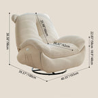Bear-Shaped Modern Minimalist Recliner with Titanium Alloy, Solid Wood & Wrought Iron Frame, Chenille Velvet & Faux Leather Upholstery, Backrest and Footrest for Living Room