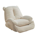 Bear-Shaped Modern Minimalist Recliner with Titanium Alloy, Solid Wood & Wrought Iron Frame, Chenille Velvet & Faux Leather Upholstery, Backrest and Footrest for Living Room