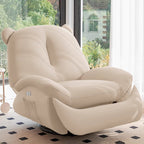 Bear-Shaped Modern Minimalist Recliner with Titanium Alloy, Solid Wood & Wrought Iron Frame, Chenille Velvet & Faux Leather Upholstery, Backrest and Footrest for Living Room