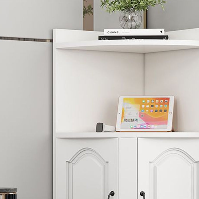Contemporary Nordic Triangular Particle Board Corner Shelf Unit With 2-Cabinet 2-Tier For Living Room