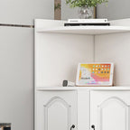 Contemporary Nordic Triangular Particle Board Corner Shelf Unit With 2-Cabinet 2-Tier For Living Room