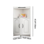 Contemporary Nordic Triangular Particle Board Corner Shelf Unit With 2-Cabinet 2-Tier For Living Room