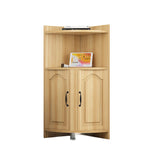 Contemporary Nordic Triangular Particle Board Corner Shelf Unit With 2-Cabinet 2-Tier For Living Room