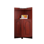 Contemporary Nordic Triangular Particle Board Corner Shelf Unit With 2-Cabinet 2-Tier For Living Room