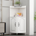Contemporary Nordic Triangular Particle Board Corner Shelf Unit With 2-Cabinet 2-Tier For Living Room
