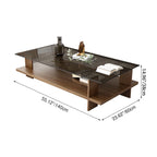 Modern Minimalist Tempered Glass & Particle Board Rectangular Coffee Table 2-Tier For Living Room