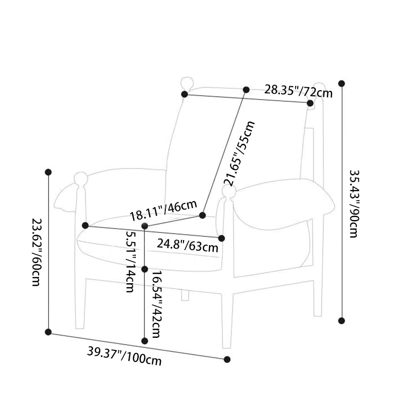 Sillón tradicional francés rectangular de tela con respaldo y apoyabrazos de hierro para salón