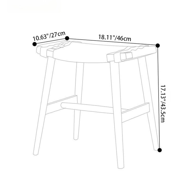 Taburete de tocador tradicional rústico rectangular de papel kraft con cuerda de madera maciza sin respaldo ni apoyabrazos para dormitorio