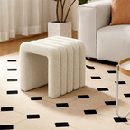 Contemporary Creative Arch Design Velvet Fabric Solid Wood Vanity Stool Backless Armless For Bedroom