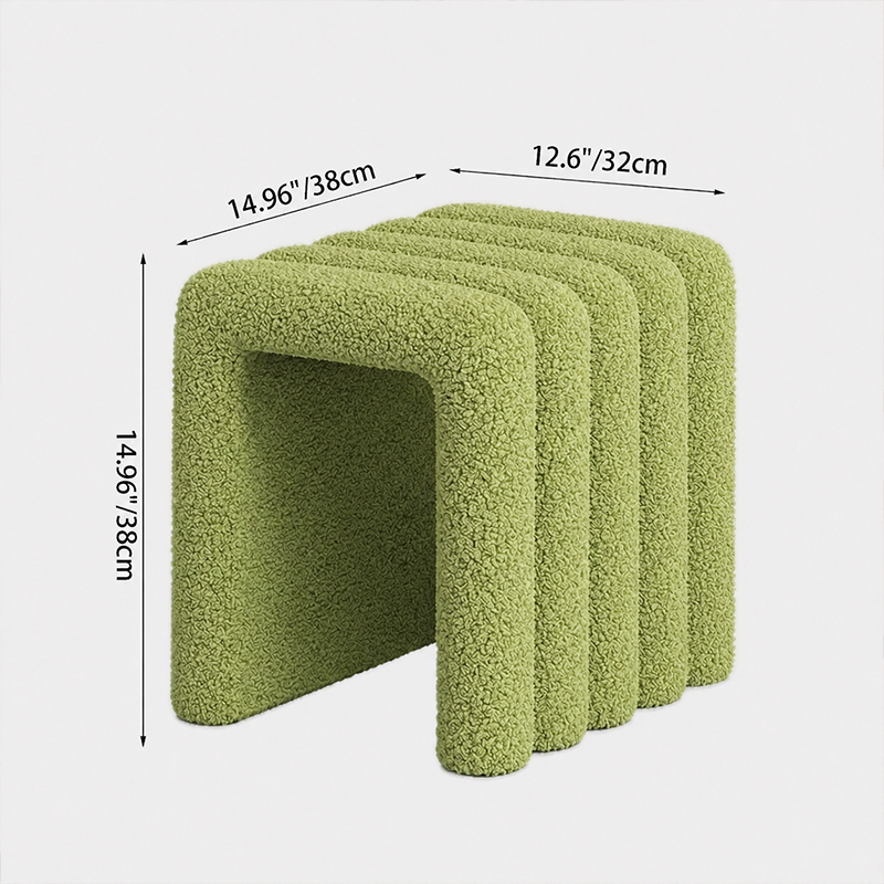 Contemporary Creative Arch Design Velvet Fabric Solid Wood Vanity Stool Backless Armless For Bedroom