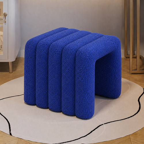 Contemporary Creative Arch Design Velvet Fabric Solid Wood Vanity Stool Backless Armless For Bedroom