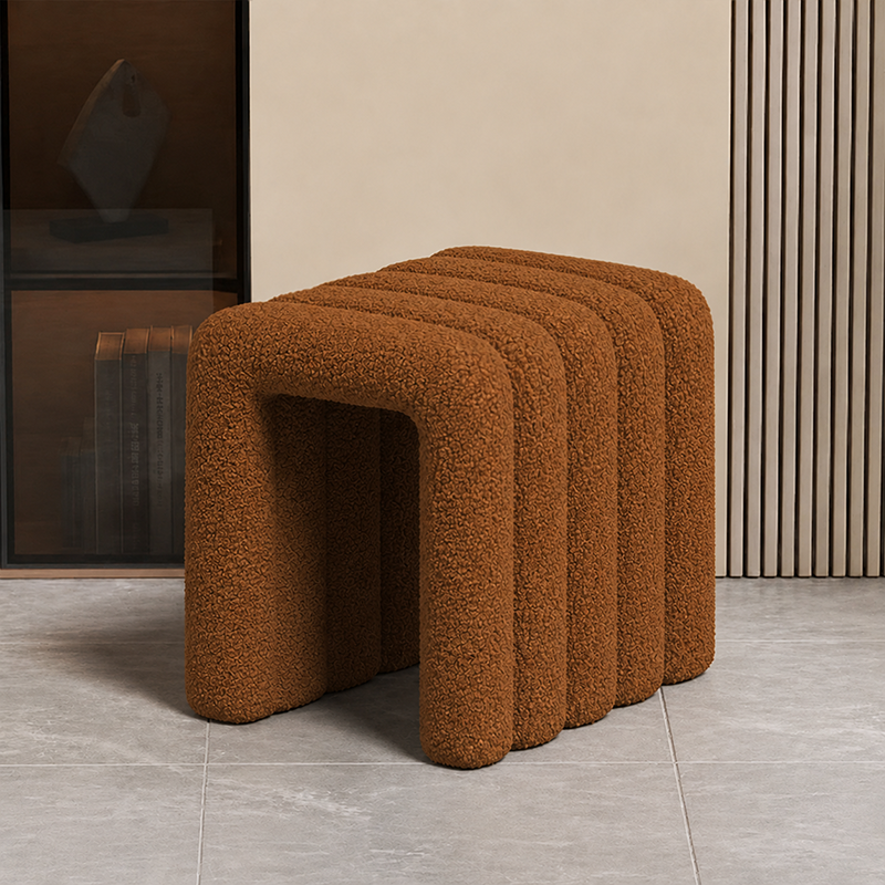 Contemporary Creative Arch Design Velvet Fabric Solid Wood Vanity Stool Backless Armless For Bedroom