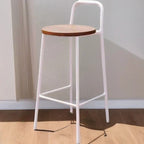 Contemporary Nordic Carbon Steel Solid Wood Rectangular Outdoor Bar Stool Backless For Outdoor