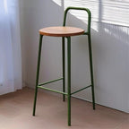 Contemporary Nordic Carbon Steel Solid Wood Rectangular Outdoor Bar Stool Backless For Outdoor