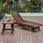 Mesa de centro rectangular rústica tradicional de cedro para exterior con respaldo ajustable y función reclinable
