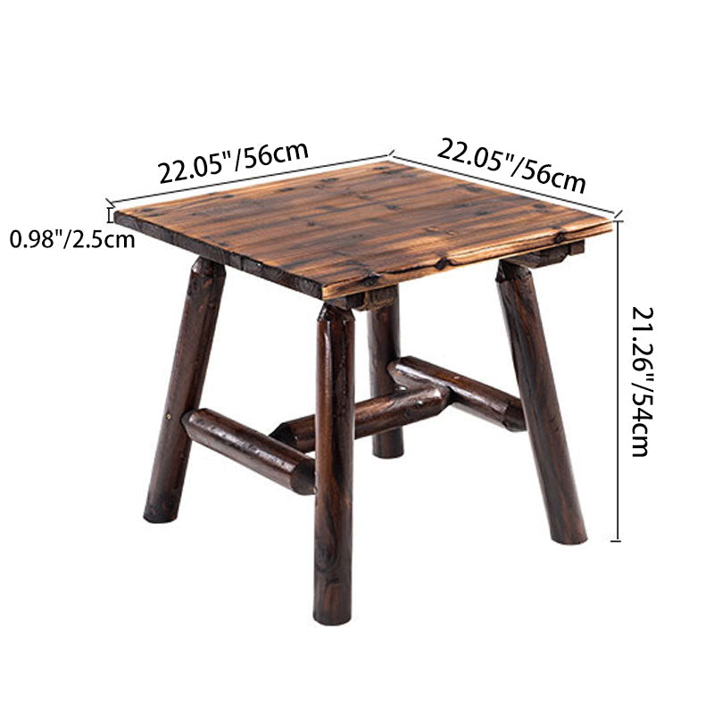 Mesa de centro rectangular rústica tradicional de cedro para exterior con respaldo ajustable y función reclinable
