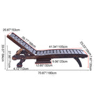 Mesa de centro rectangular rústica tradicional de cedro para exterior con respaldo ajustable y función reclinable