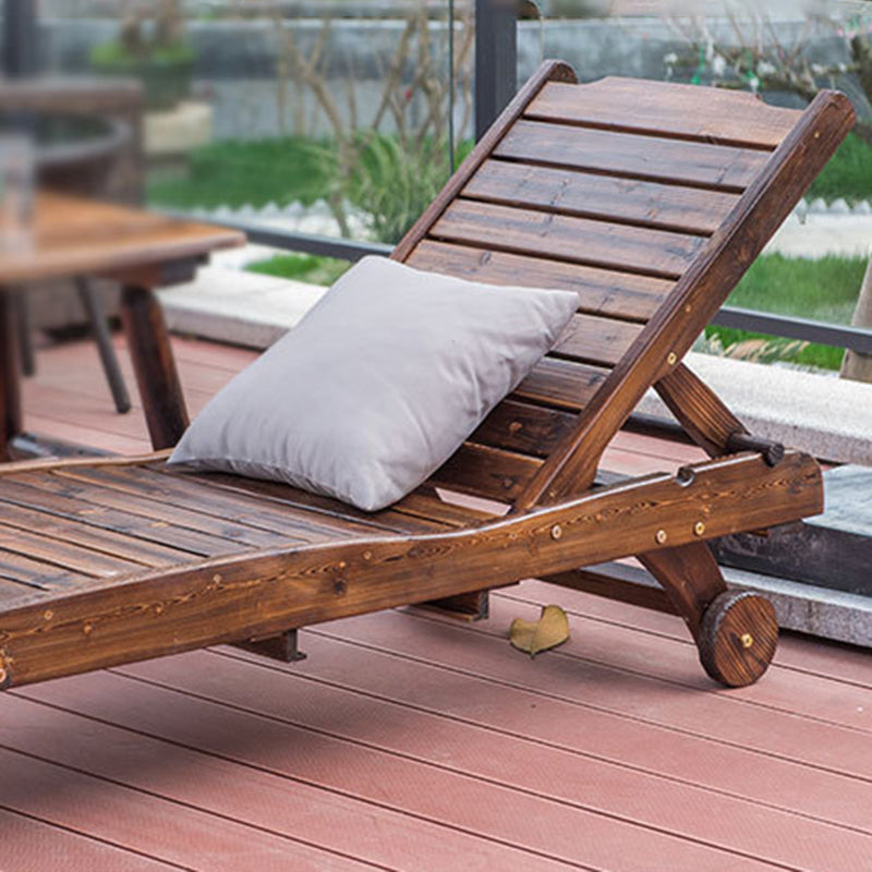 Mesa de centro rectangular rústica tradicional de cedro para exterior con respaldo ajustable y función reclinable