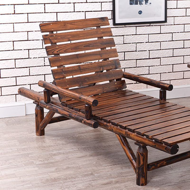 Mesa de centro rectangular rústica tradicional de cedro para exterior con respaldo ajustable y función reclinable