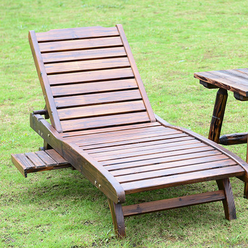 Mesa de centro rectangular rústica tradicional de cedro para exterior con respaldo ajustable y función reclinable