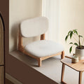 Traditional Japanese Rectangular Solid Wood Stool with Cotton-Linen Upholstery, Low-Profile Backless Design for Living Room