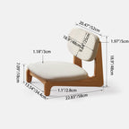 Traditional Japanese Rectangular Solid Wood Stool with Cotton-Linen Upholstery, Low-Profile Backless Design for Living Room