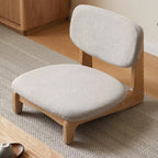 Traditional Japanese Rectangular Solid Wood Stool with Cotton-Linen Upholstery, Low-Profile Backless Design for Living Room