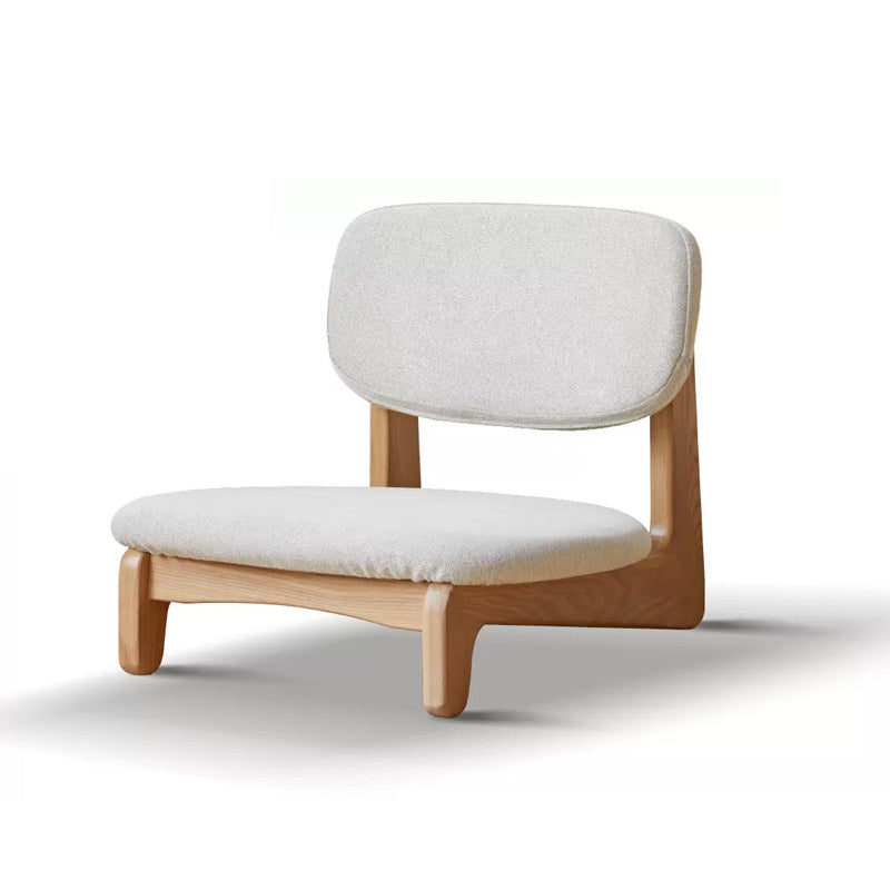 Traditional Japanese Rectangular Solid Wood Stool with Cotton-Linen Upholstery, Low-Profile Backless Design for Living Room