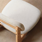 Traditional Japanese Rectangular Solid Wood Stool with Cotton-Linen Upholstery, Low-Profile Backless Design for Living Room