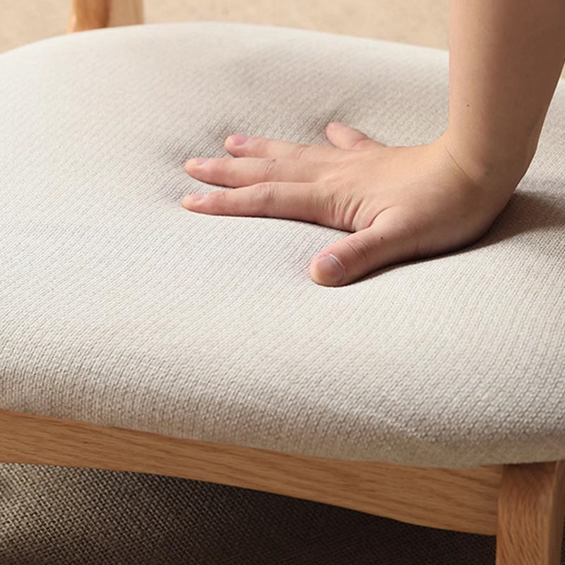Traditional Japanese Rectangular Solid Wood Stool with Cotton-Linen Upholstery, Low-Profile Backless Design for Living Room