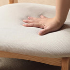 Traditional Japanese Rectangular Solid Wood Stool with Cotton-Linen Upholstery, Low-Profile Backless Design for Living Room