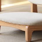 Traditional Japanese Rectangular Solid Wood Stool with Cotton-Linen Upholstery, Low-Profile Backless Design for Living Room
