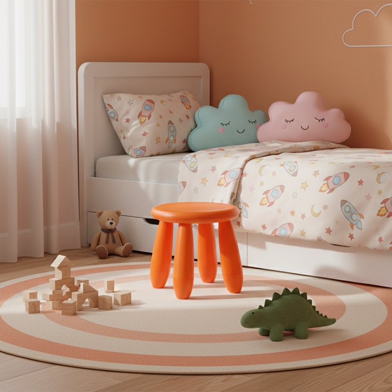 Modern Minimalist Cylindrical Kids' PP Low Stool - Backless & Armless for Living Room